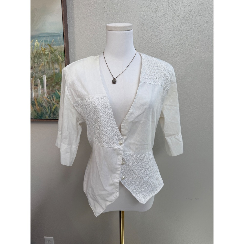 Vintage‎ White Crochet Panel Blouse